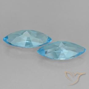 Topaz Gemstones in 15 x 7.2 mm Size for Sale, Topaz Stones in Swiss Blue Color