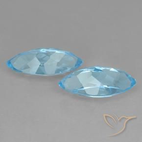 Topaz Gemstones in 14.8 x 6.8 mm Size for Sale, Topaz Stones in Swiss Blue Color