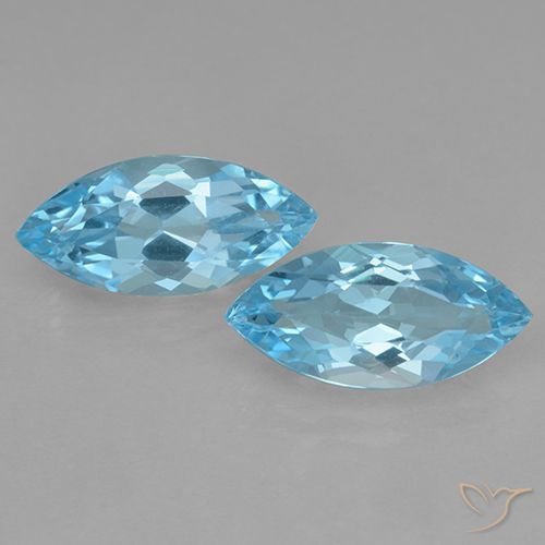 7.17 ct Loose Swiss Blue Topaz, 15 x 7 mm Marquise Cut From Brazil, Photo A