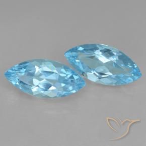 7.17 ctw Blue Topaz Stones, Natural Topaz in Marquise Facet Shape for Sale
