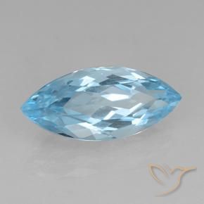 3.93 ct Blue Topaz Stone, Natural Topaz in Marquise Facet Shape for Sale