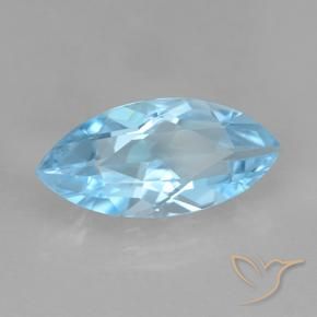 3.75 ct Blue Topaz Stone, Natural Topaz in Marquise Facet Shape for Sale