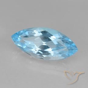 3.47 ct Blue Topaz Stone, Natural Topaz in Marquise Facet Shape for Sale