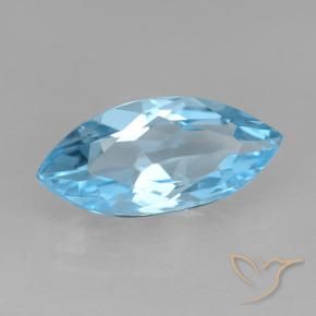 3.69 ct Blue Topaz Stone, Natural Topaz in Marquise Facet Shape for Sale
