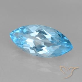 4.07 ct Blue Topaz Stone, Natural Topaz in Marquise Facet Shape for Sale