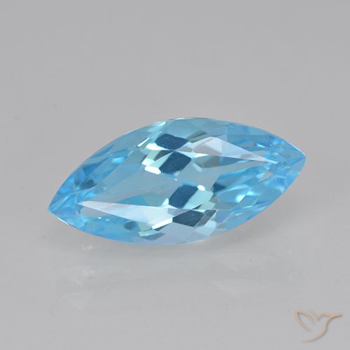 4.06 ct Swiss Blue Topaz, 15.1 x 7.1 mm Marquise Cut From Brazil, Photo A