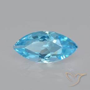 3.75 ct Blue Topaz Stone, Natural Topaz in Marquise Facet Shape for Sale