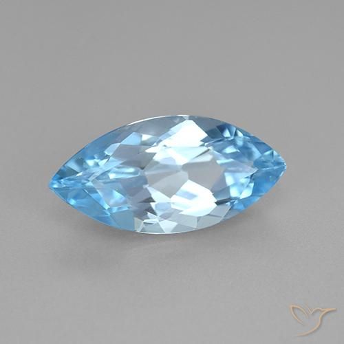 3.75 ct Blue Topaz Stone, Natural Topaz in Marquise Facet Shape for Sale