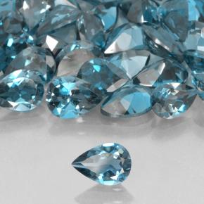 0.74 ct Blue Topaz Stone, Natural Topaz in Pear Facet Shape for Sale