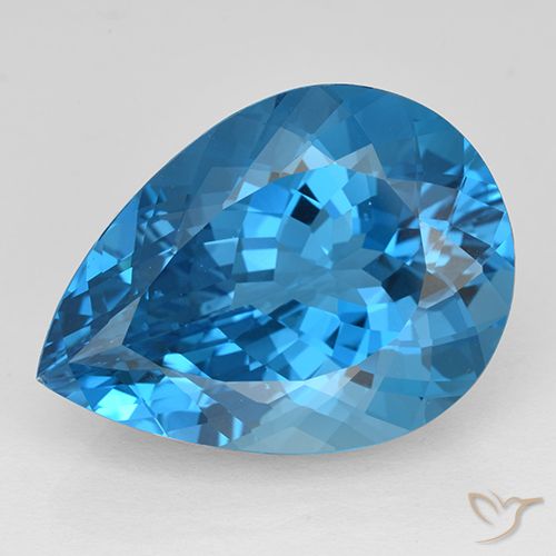 25.35ct Natural Swiss Blue Topaz, Pear Shape, VVS