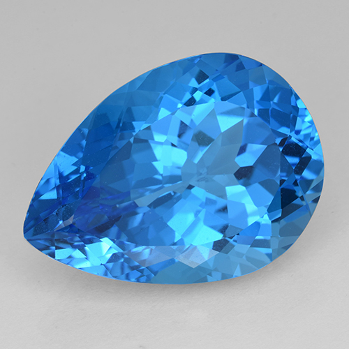 Deep Azure Blue Topas Edelstein - 26ct Birnen Schliff (ID: 503344)