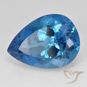 25.03 ct Blue Topaz Stone, Natural Topaz in Pear Facet Shape for Sale