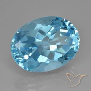 24.36 ct Blue Topaz Stone, Natural Topaz in Oval Facet Shape for Sale