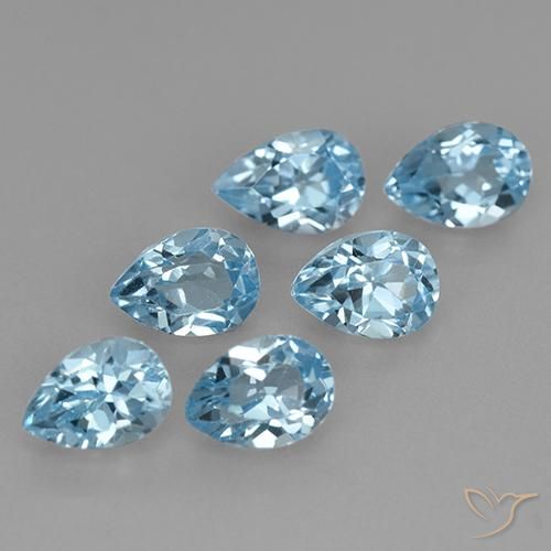 3.85 ctw Blue Topaz Stones, Natural Topaz in Pear Facet Shape for Sale