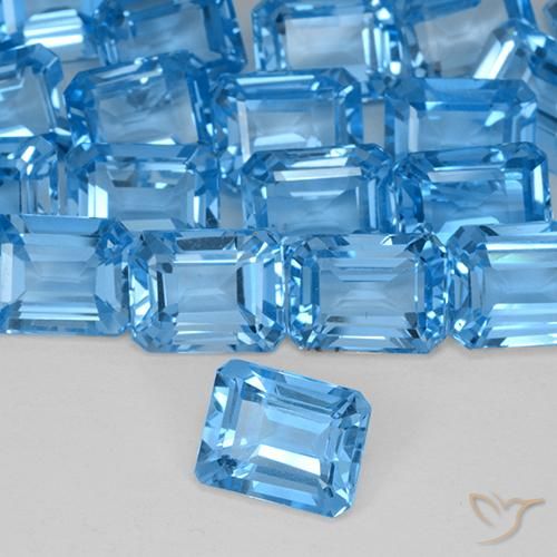 15.05 ctw Blue Topaz Stones, Natural Topaz in Octagon Step Cut Shape for Sale