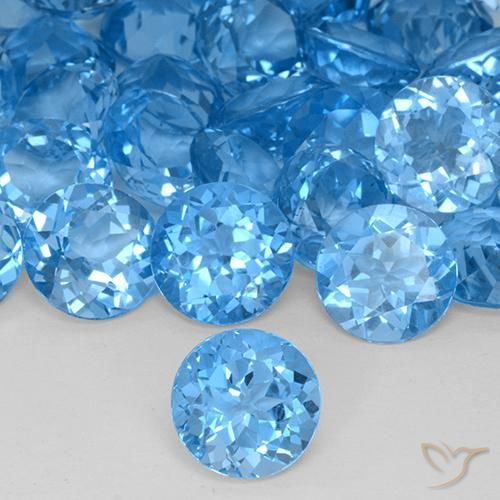 4.43ct Natural Swiss Blue Topaz, Round, VVS-VS