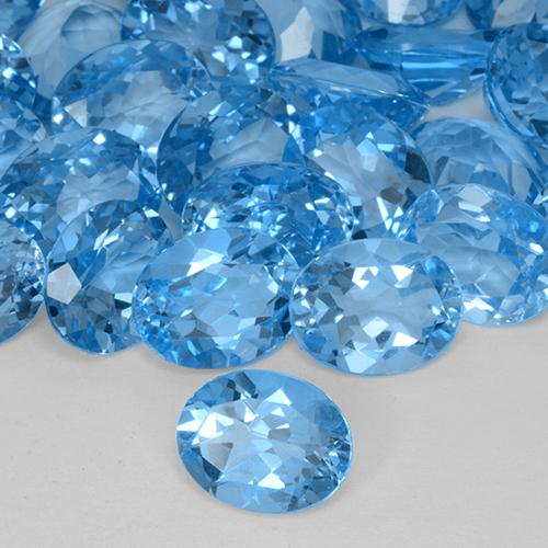 3.08 ct Blue Topaz Stone, Natural Topaz in Oval Facet Shape for Sale