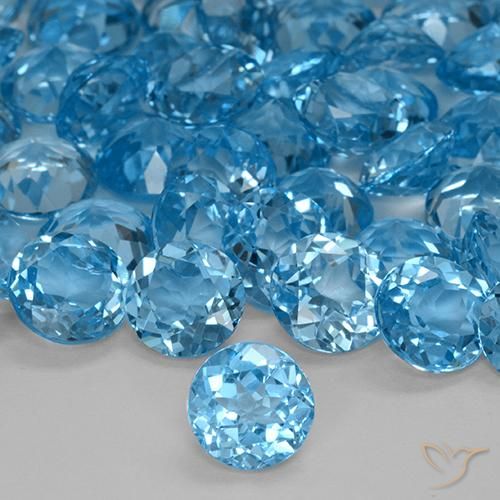 4.01 ct Loose Swiss Blue Topaz, 8 mm Round Cut From Brazil, Photo A