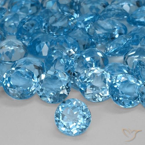 11.14 ctw Blue Topaz Stones, Natural Topaz in Round Facet Shape for Sale