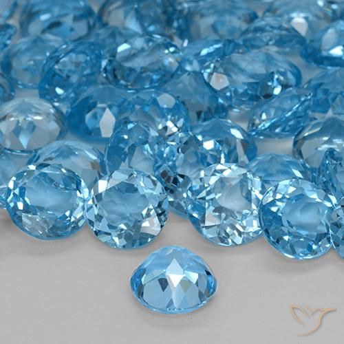 Topaz Gemstones in 8 mm (calibrated) Size for Sale, Topaz Stones in Swiss Blue Color