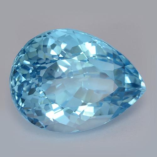 Deep Azure Blue Topas Edelstein - 31.5ct Birnen Schliff (ID: 510893)