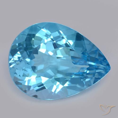 Azul medio Topacio Gema - 32.6ct Corte en forma de pera (ID: 510898)