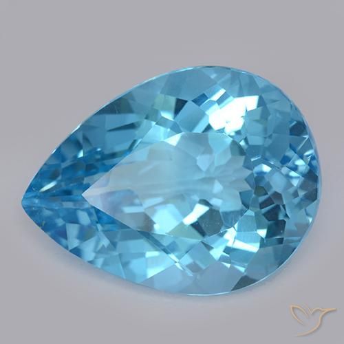 32.57 ct Blue Topaz Stone, Natural Topaz in Pear Facet Shape for Sale