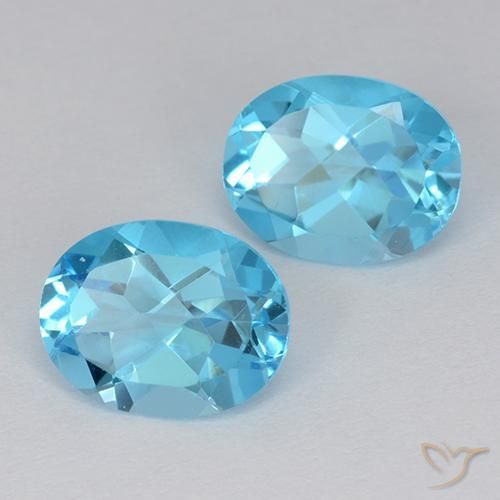 4.16 ctw Blue Topaz Stones, Natural Topaz in Oval Facet Shape for Sale