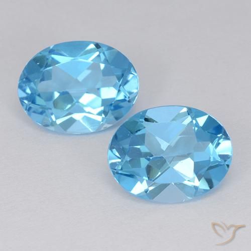 4.26 ct Swiss Blue Topaz, 9 x 7 mm Oval Cut From Brazil, Photo A