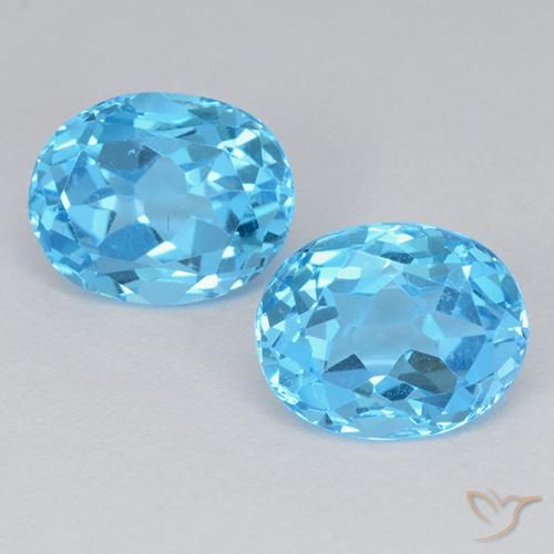 5.51 ct Loose Sky Blue Topaz, 9 x 7.2 mm Oval Cut From Brazil, Photo A