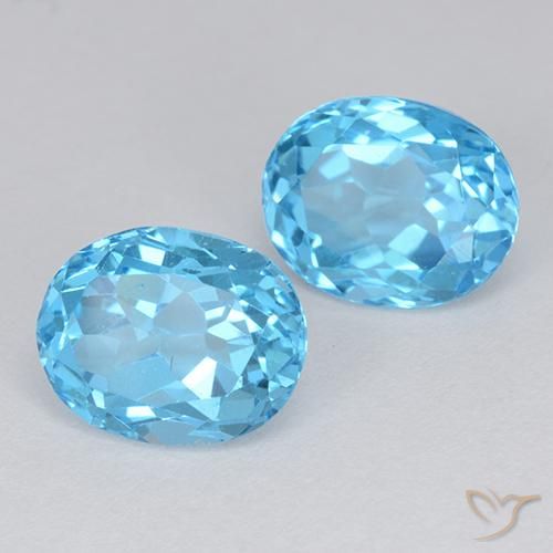 5.51 ctw Blue Topaz Stones, Natural Topaz in Oval Facet Shape for Sale