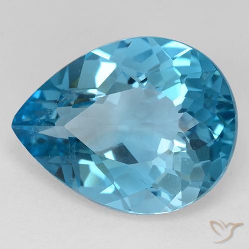 30.91 ct Blue Topaz Stone, Natural Topaz in Pear Facet Shape for Sale