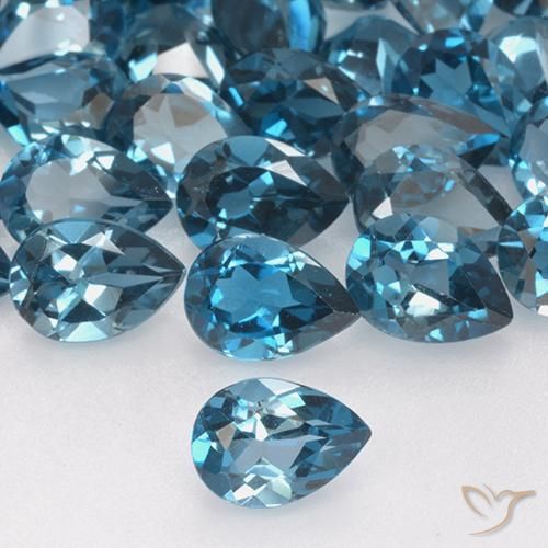 Topacio azul Londres suelto de 1,09 quilates, talla de pera de 7 x 5 mm de Brasil, Photo A