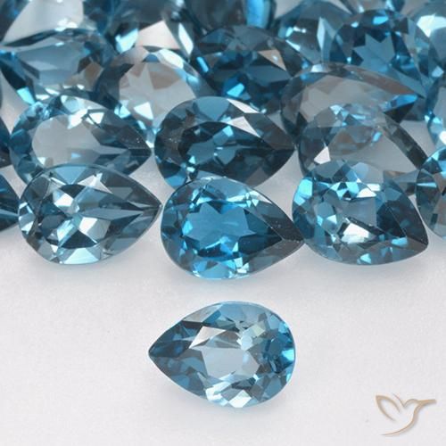 5.65 ctw Blue Topaz Stones, Natural Topaz in Pear Facet Shape for Sale