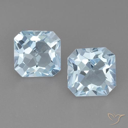 6.14 ct Loose Swiss Blue Topaz, 8.2 x 8.1 mm Octagon Cut From Cambodia, Photo A