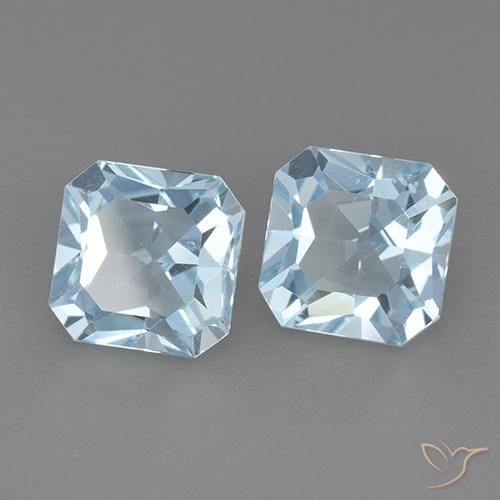6.06 ctw Blue Topaz Stones, Natural Topaz in Octagon Step Cut Shape for Sale
