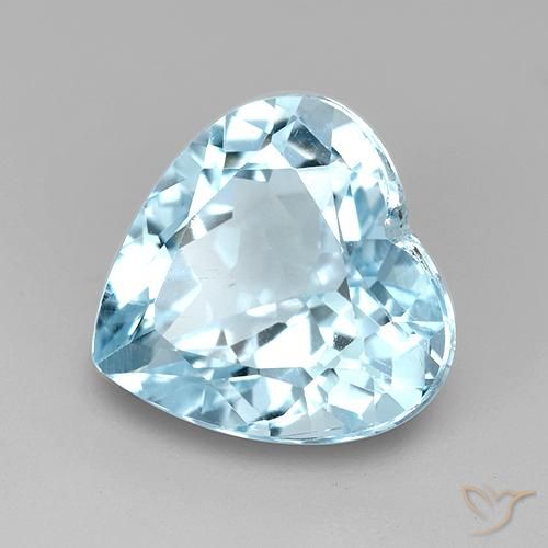 4.28 ct Blue Topaz Stone, Natural Topaz in Heart Facet Shape for Sale