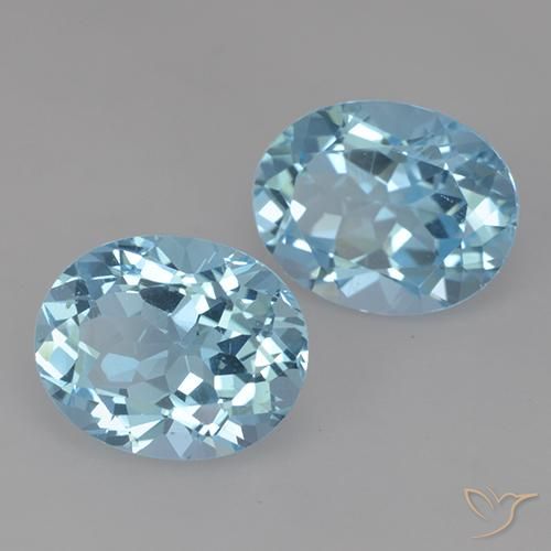 6.70 ctw Blue Topaz Stones, Natural Topaz in Oval Facet Shape for Sale