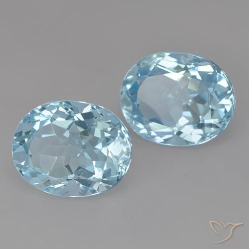 6.89 ctw Blue Topaz Stones, Natural Topaz in Oval Facet Shape for Sale