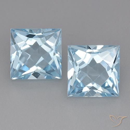 6.31ctw Natural Sky Blue Topaz, Square, VVS-VS