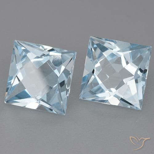 6.22 ctw Blue Topaz Stones, Natural Topaz in Princess-Cut Shape for Sale