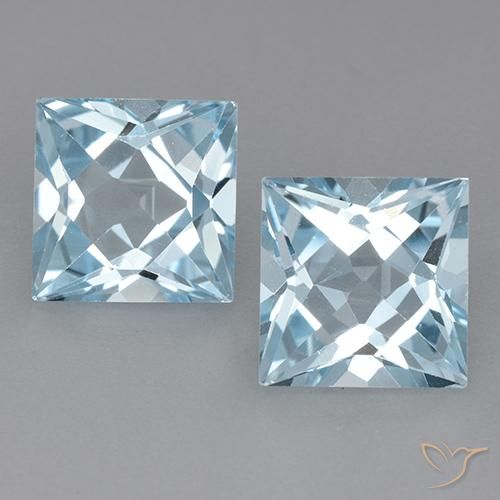 5.92 ct Sky Blue Topaz, 8.1 x 8.1 mm Princess Cut From Brazil, Photo A