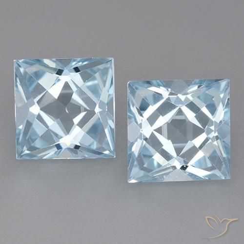 6.11ctw Natural Sky Blue Topaz, Square, VVS