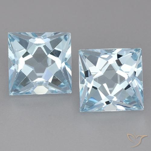 6.59 ct Loose Sky Blue Topaz, 8.2 x 8.2 mm Princess Cut From Brazil, Photo A