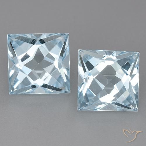 6.2 ct Sky Blue Topaz, 8 x 8 mm Princess Cut From Brazil, Photo A