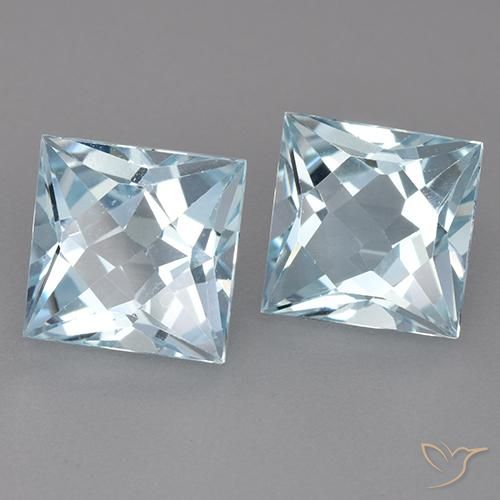 6.20 ctw Blue Topaz Stones, Natural Topaz in Princess-Cut Shape for Sale