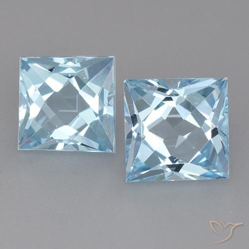 6.43 ct Sky Blue Topaz, 7.9 x 7.8 mm Princess Cut From Brazil, Photo A