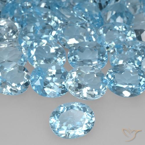 30.40 ctw Blue Topaz Stones, Natural Topaz in Oval Facet Shape for Sale