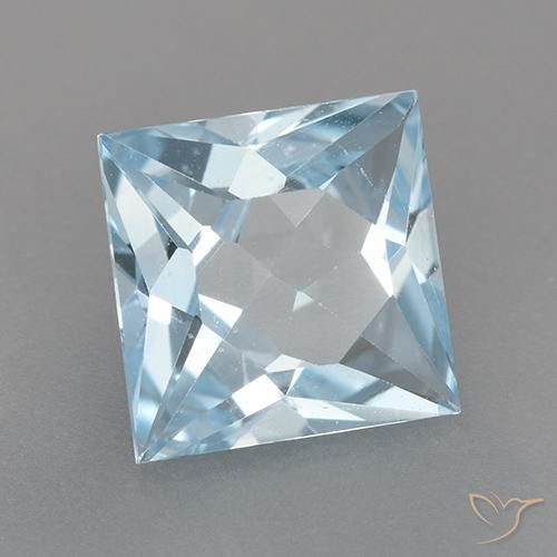 2.89 ct Blue Topaz Stone, Natural Topaz in Princess-Cut Shape for Sale