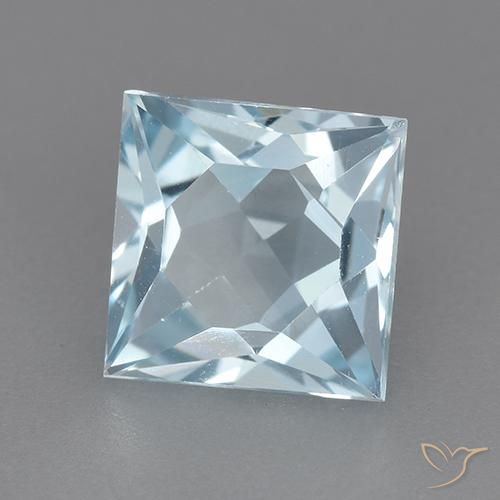 2.81 ct Blue Topaz Stone, Natural Topaz in Princess-Cut Shape for Sale